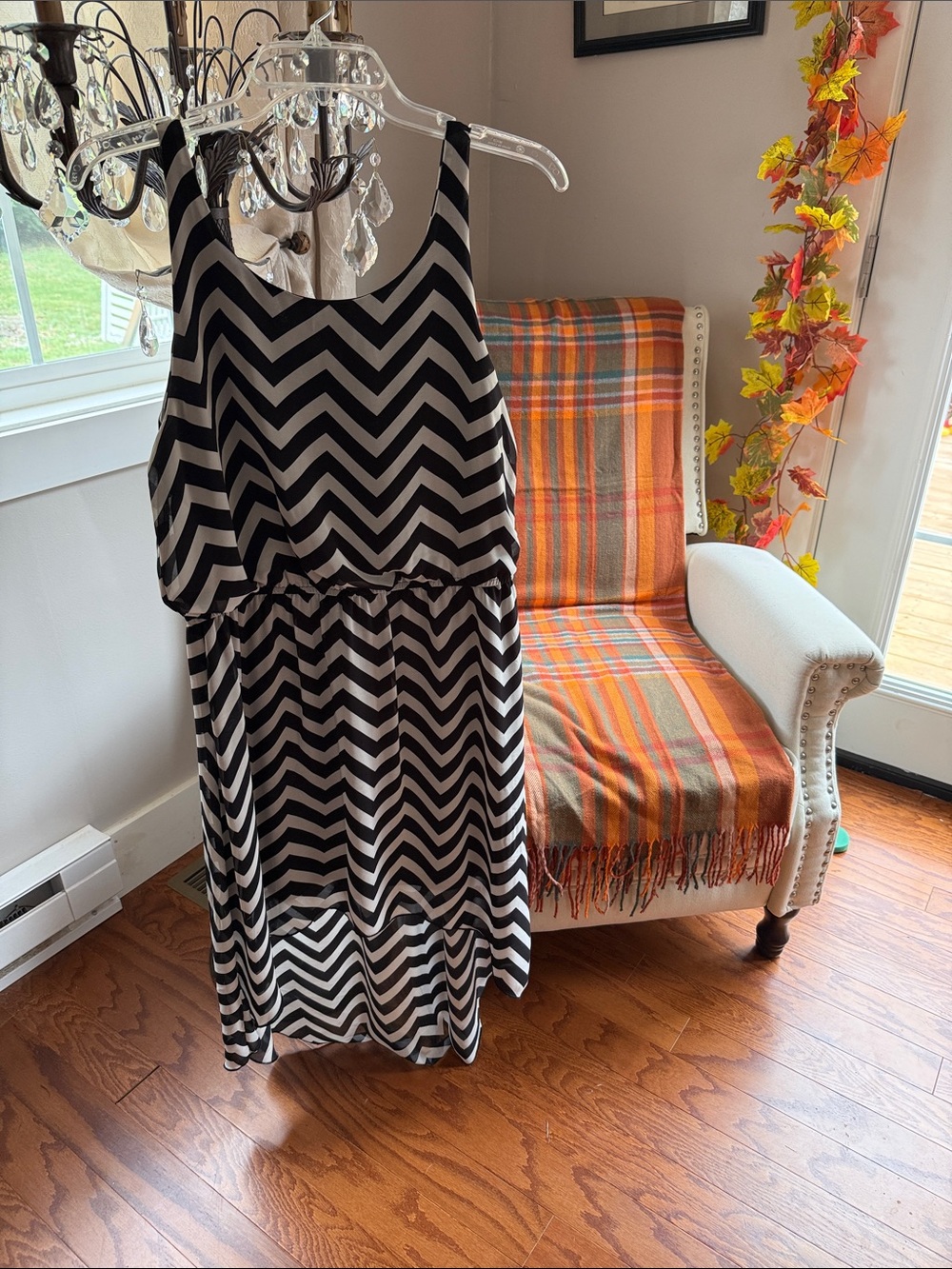 Heart Soul Chevron High Low Dress Bow Back Women’s Large